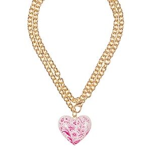 Heart Ceramic Pattern Print Long Necklace